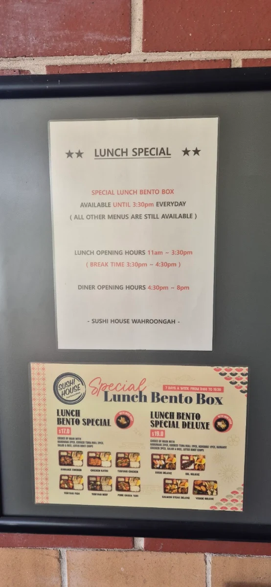 Menu, Sushi House