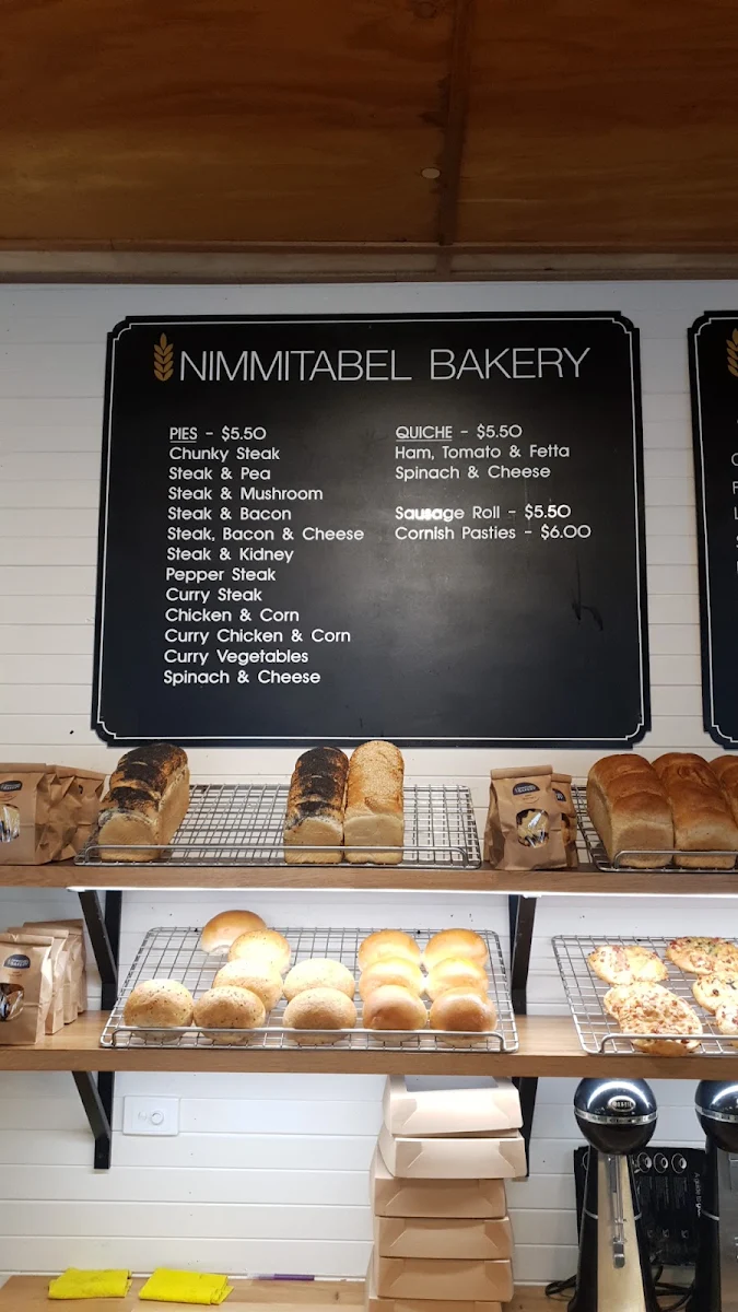 Menu, Nimmitabel Bakery