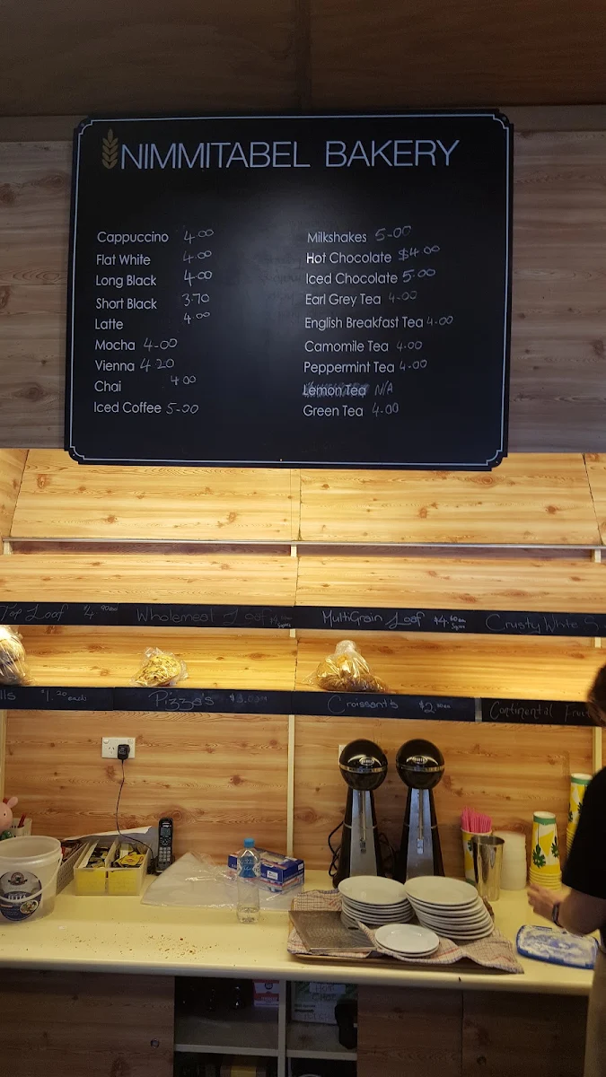 Menu, Nimmitabel Bakery