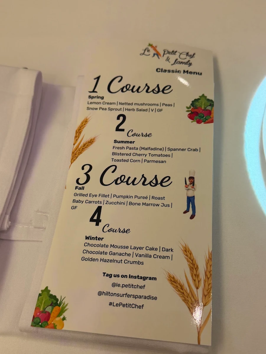 Menu, Le Petit Chef - Surfers Paradise