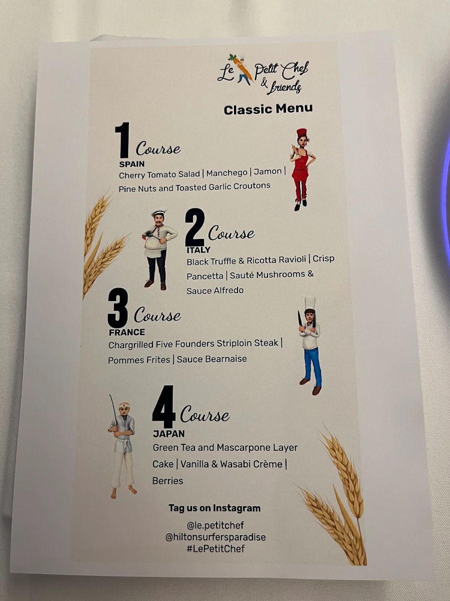 Menu, Le Petit Chef - Surfers Paradise