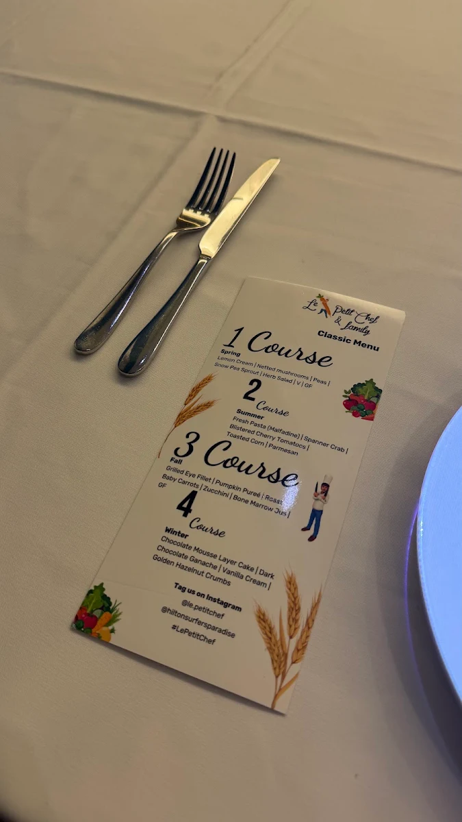 Menu, Le Petit Chef - Surfers Paradise