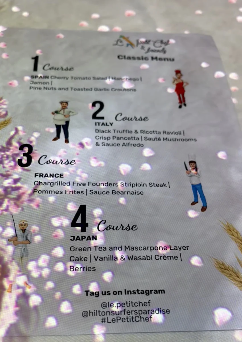 Menu, Le Petit Chef - Surfers Paradise