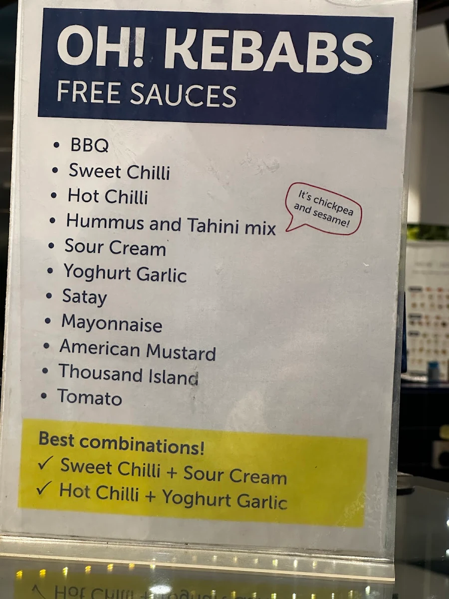 Menu, Oh! Kebabs