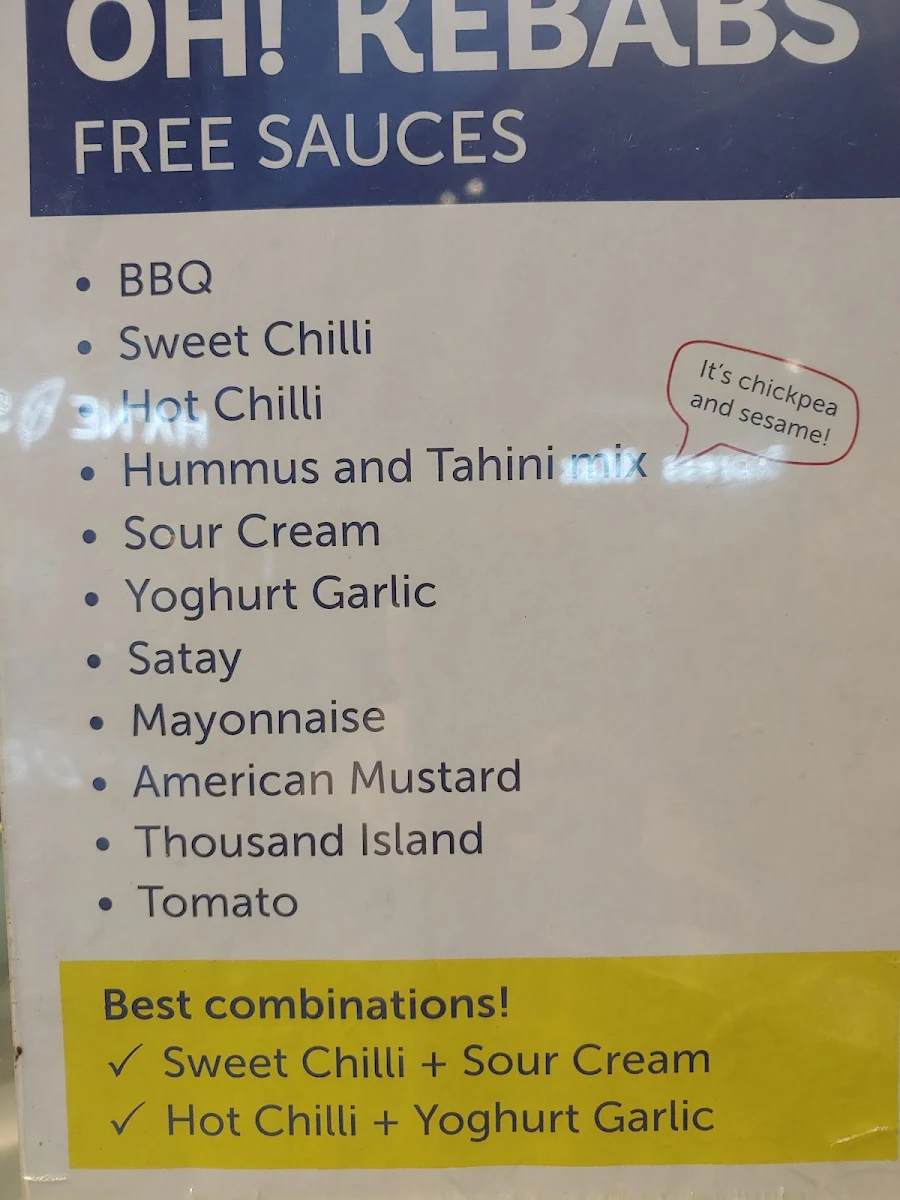 Menu, Oh! Kebabs