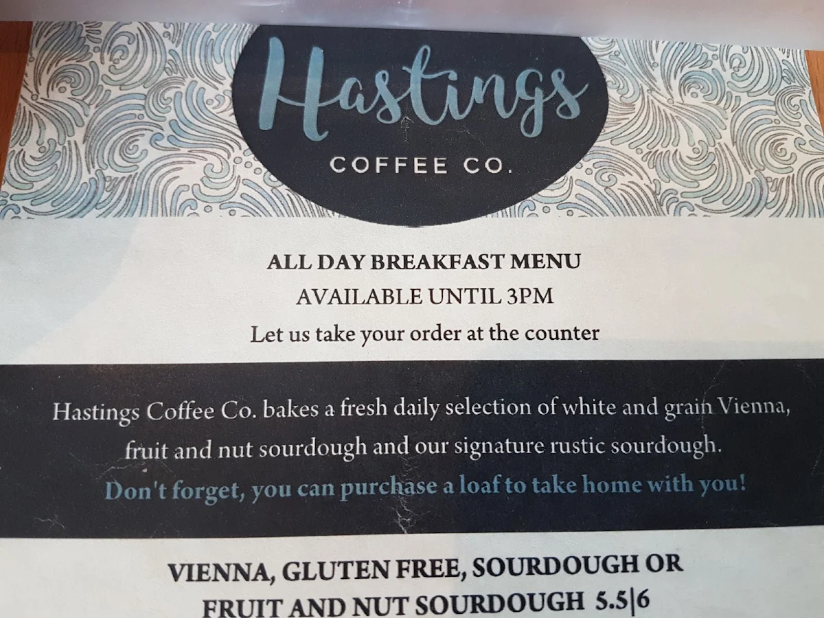 Menu, Hastings Coffee Co.