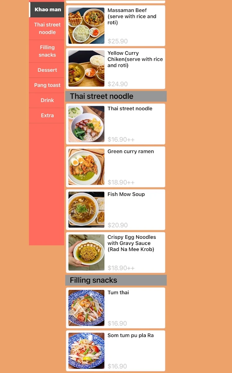 Menu, Khao Man Kai