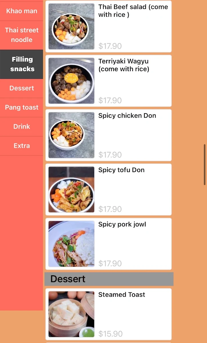 Menu, Khao Man Kai