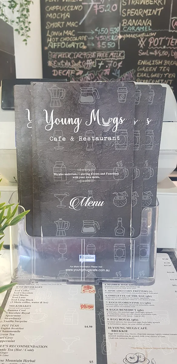 Menu, Young Mugs Cafe