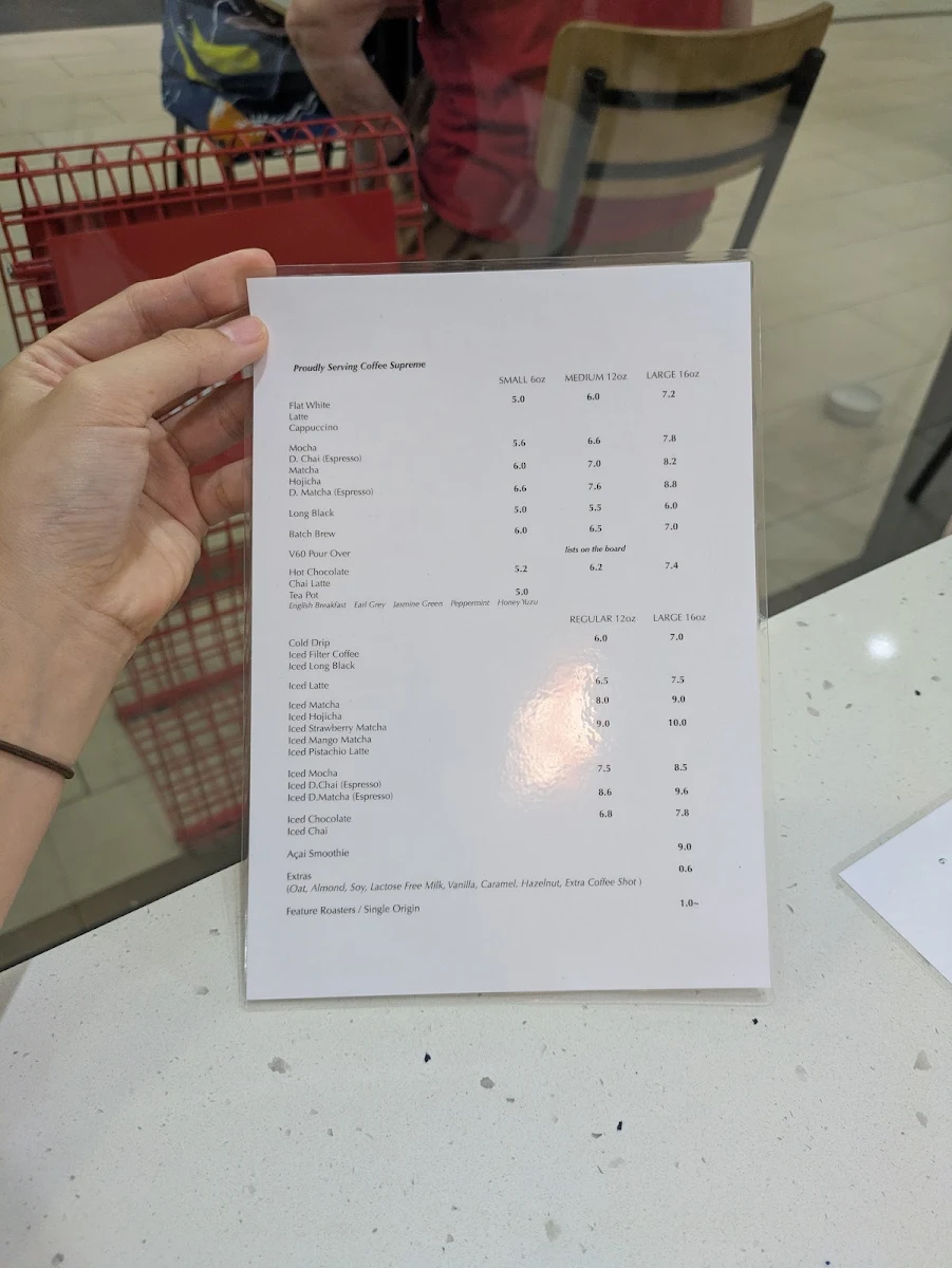 Menu, Groovy One Coffee