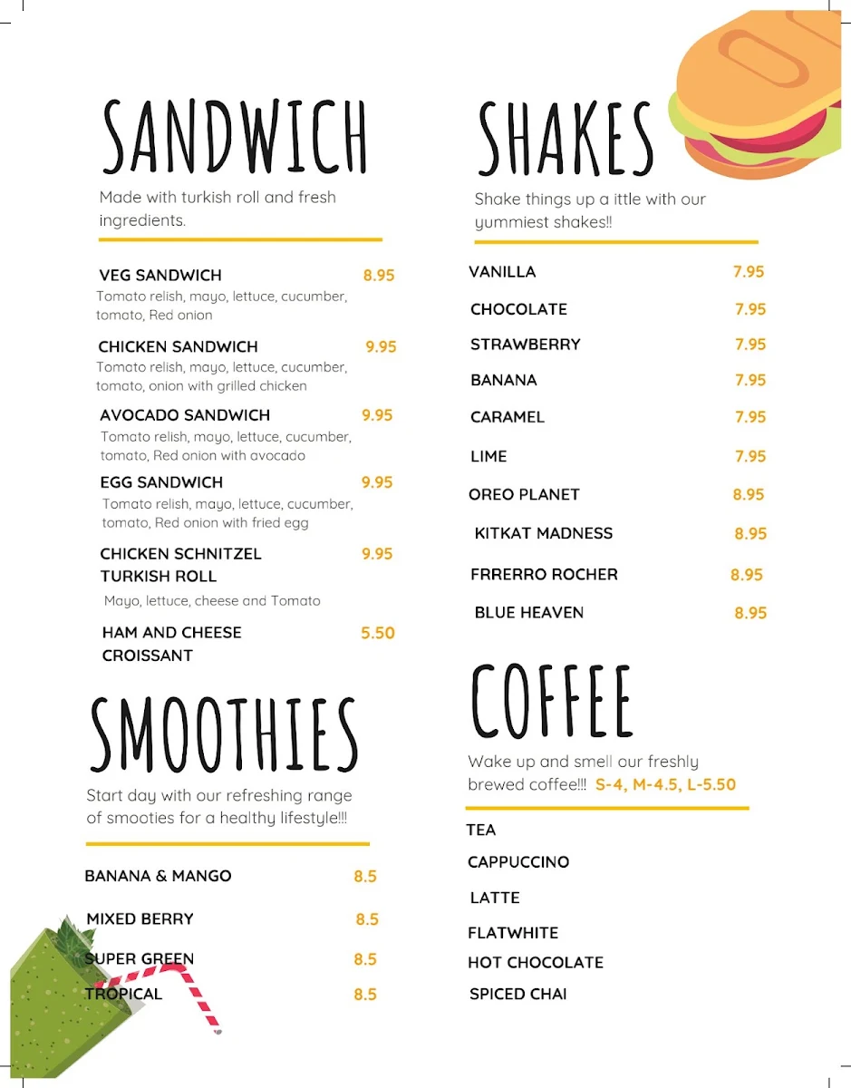 Menu, Quarry Bakehouse