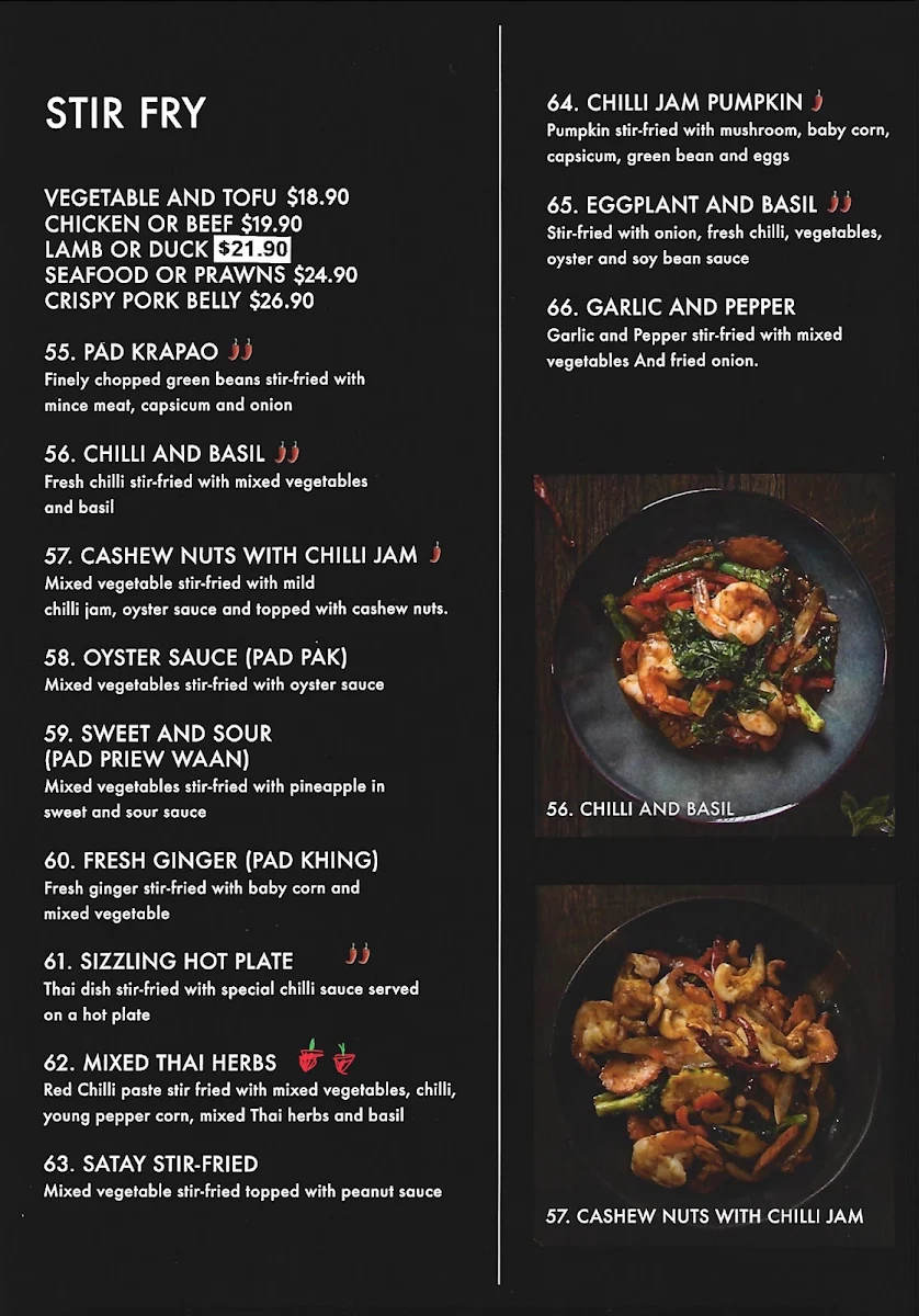 Menu, The Bangkok Manor Lakes