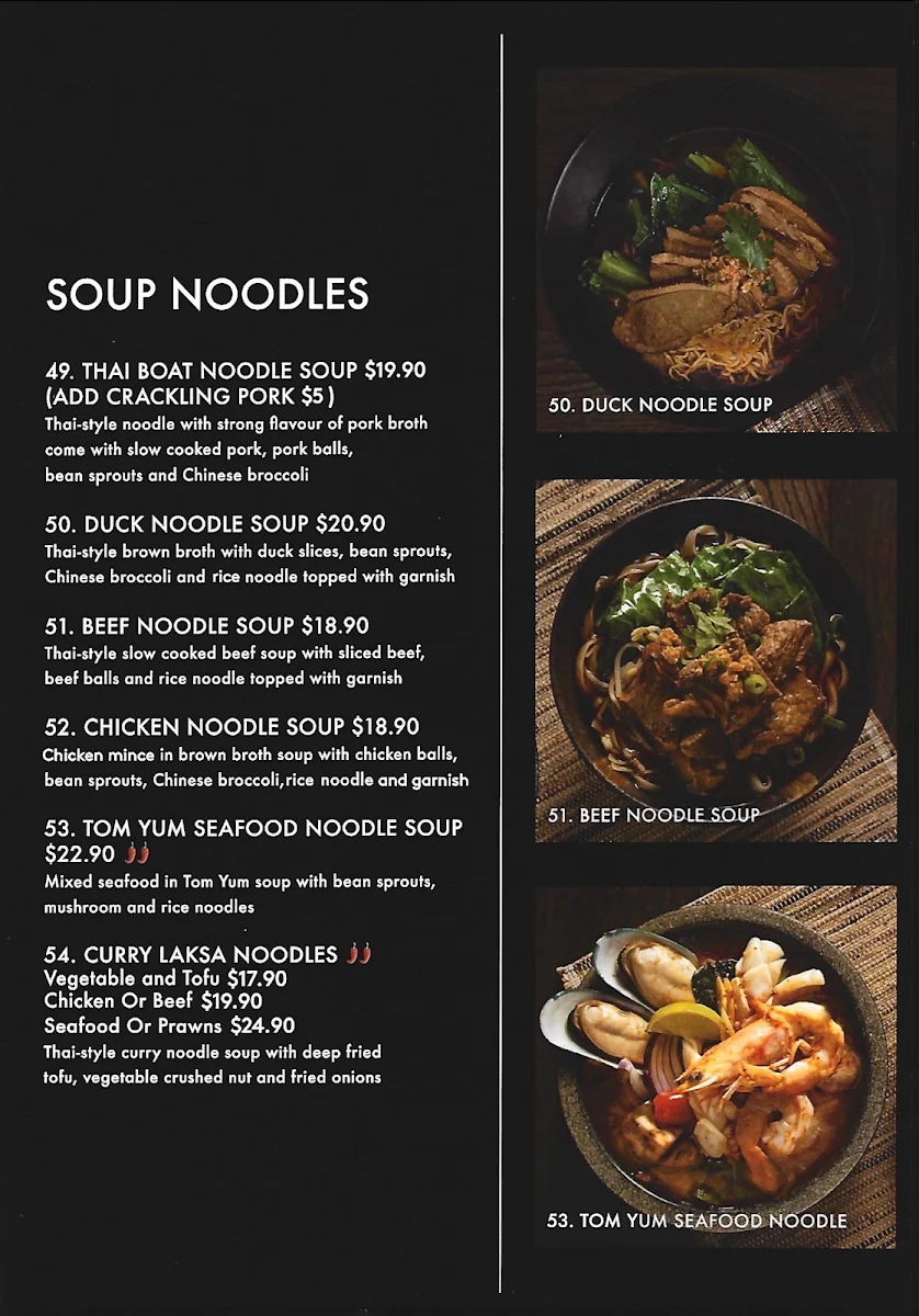 Menu, The Bangkok Manor Lakes