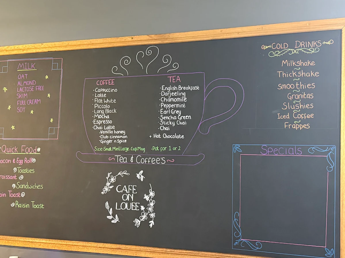 Menu, Cafe On Louee