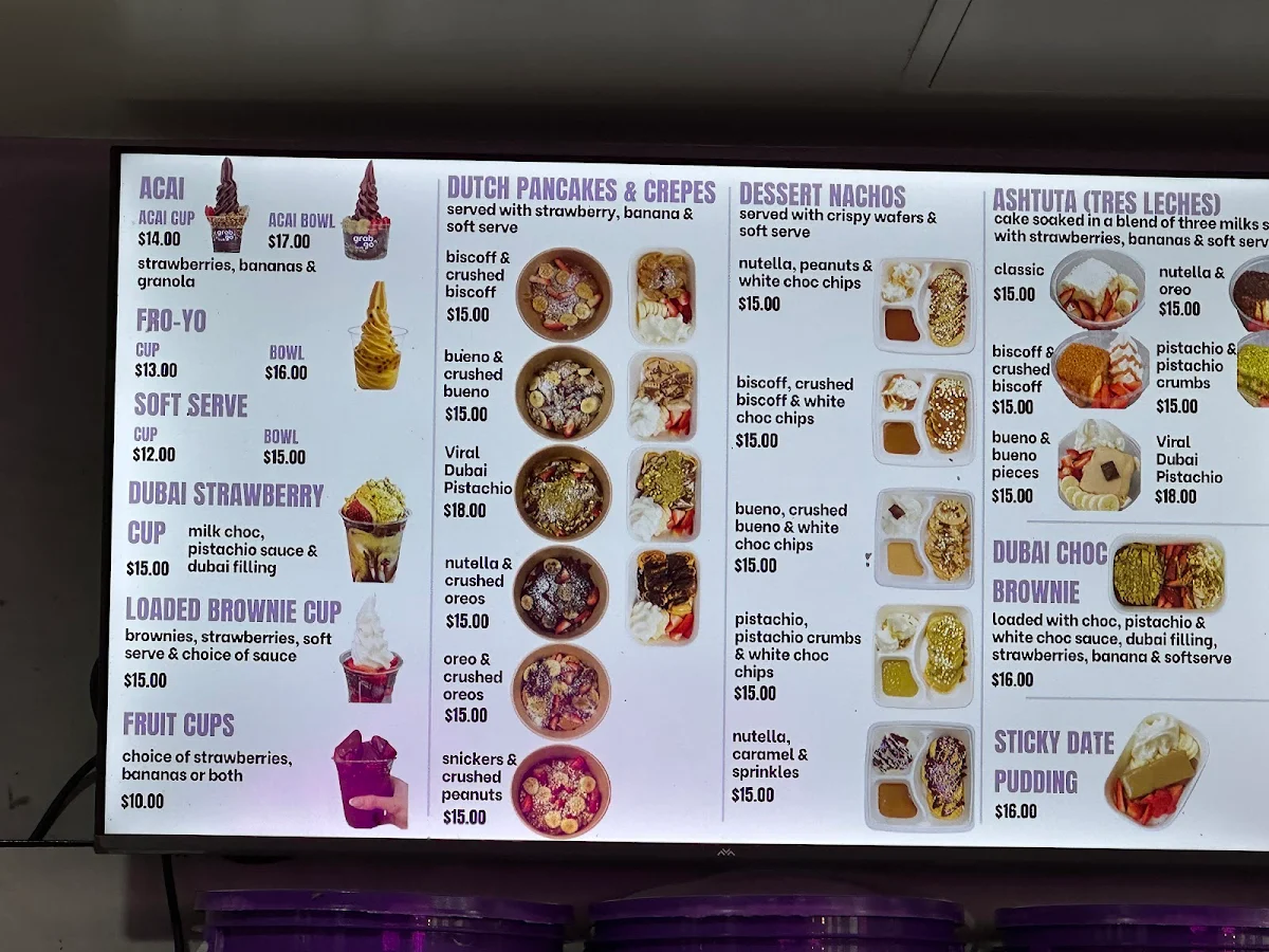 Menu, GrabnGo Acai & Dessert Bar