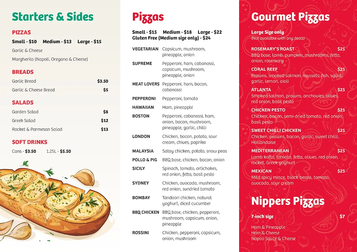 Menu, Rossini's Italian Family Restaurant
