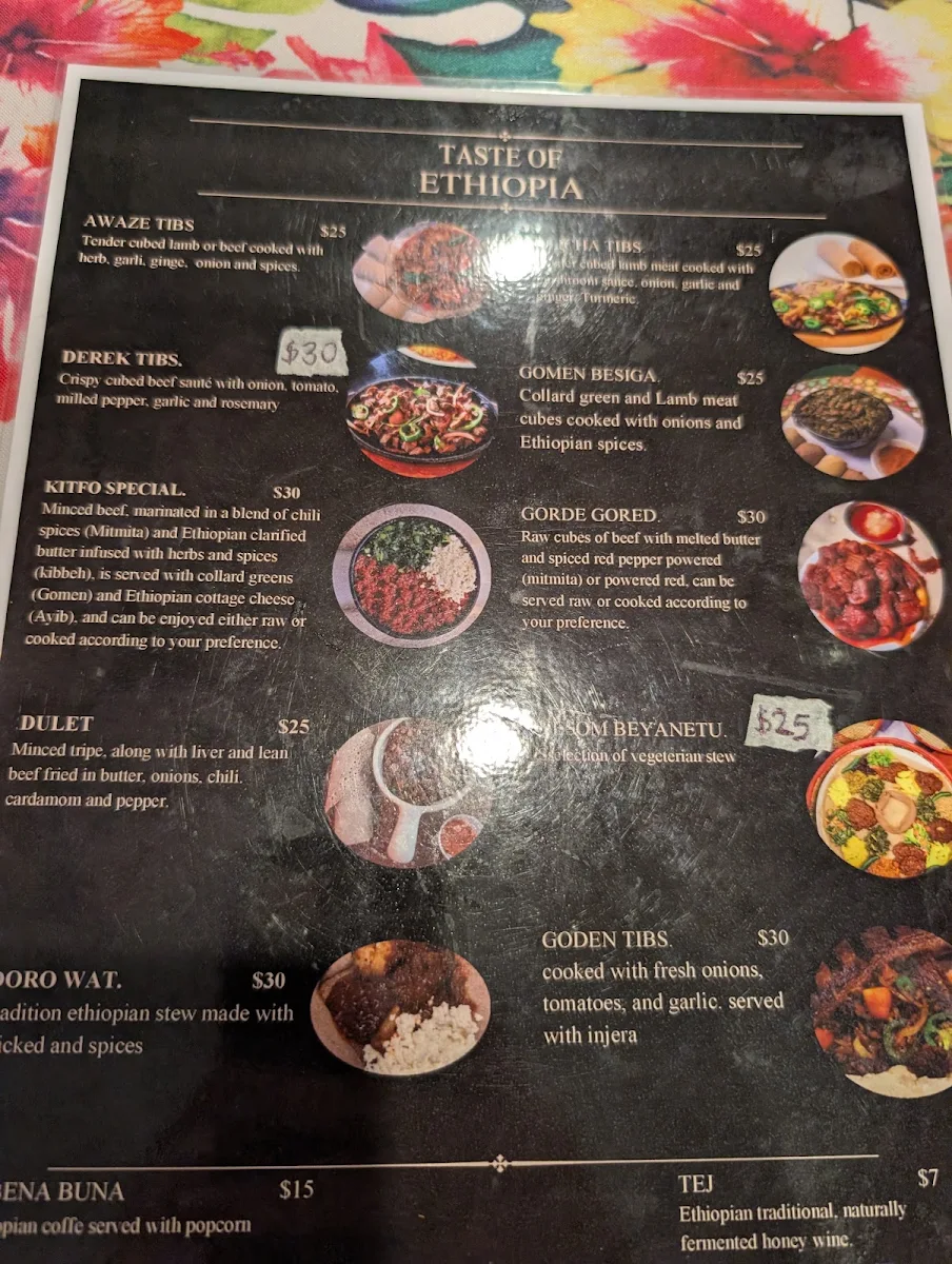 Menu, Taste of Ethiopia