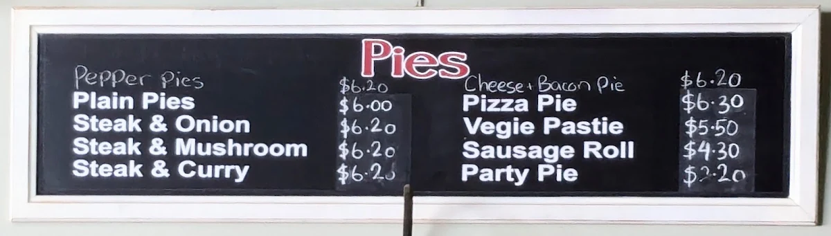 Menu, Narrandera Bakery
