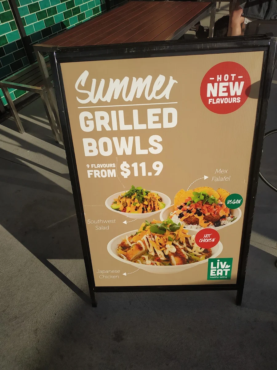 Menu, Liv Eat Healthy Eating Moonah