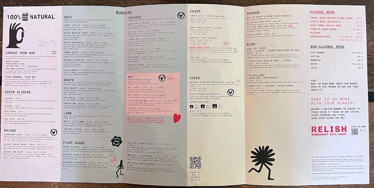 Menu, Grill'd Burgers - Rundle St