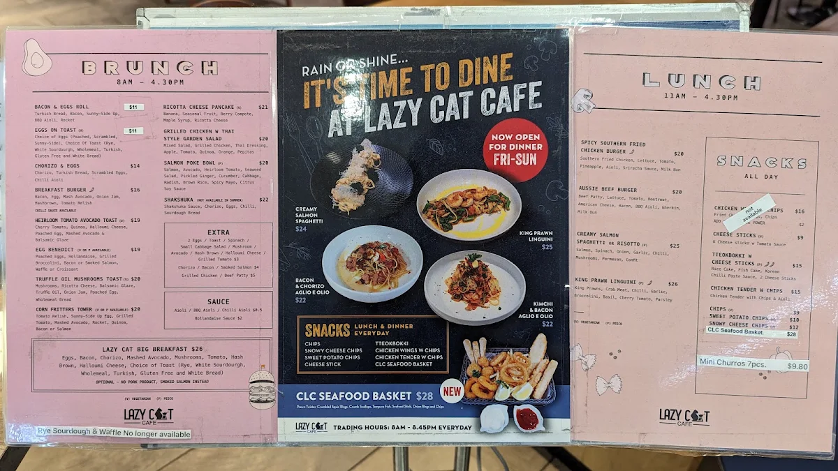 Menu, Lazy Cat Cafe