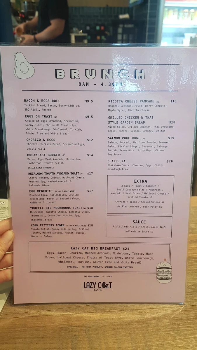 Menu, Lazy Cat Cafe