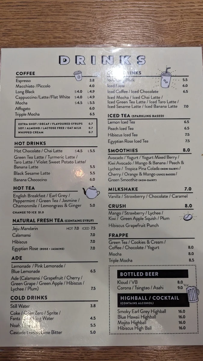Menu, Lazy Cat Cafe