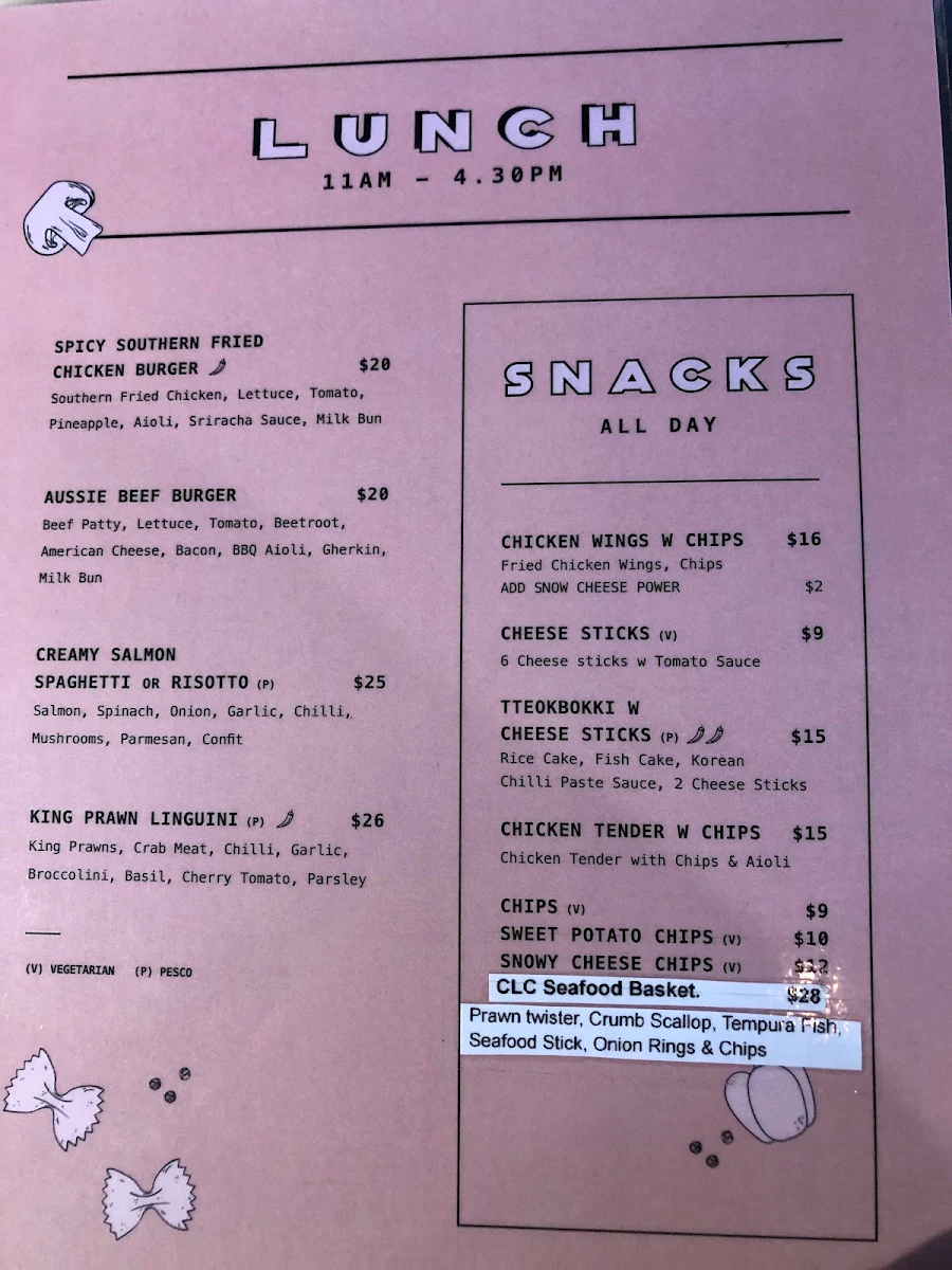 Menu, Lazy Cat Cafe