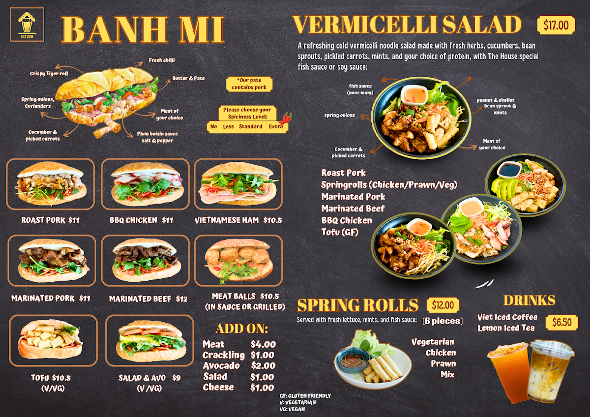 Menu, The little banh mi house Langwarrin