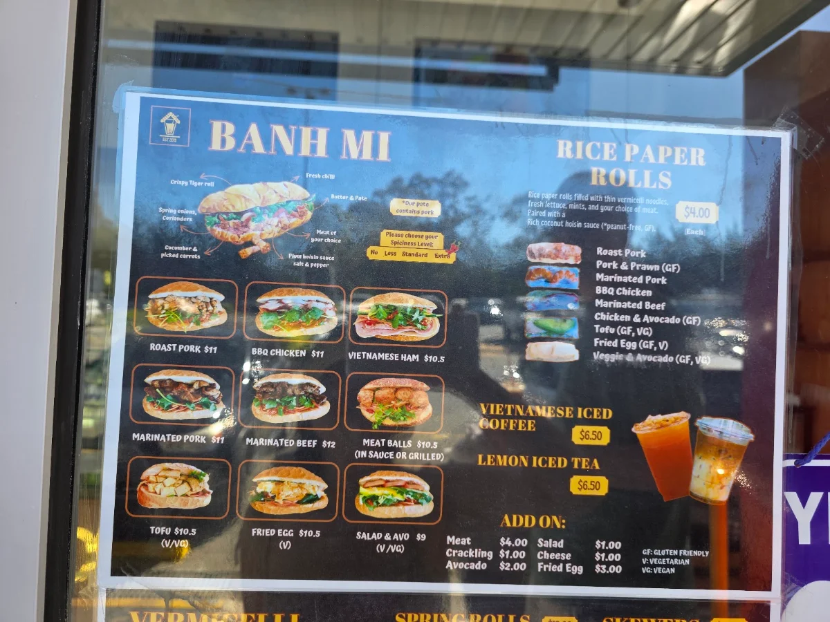 Menu, The little banh mi house Langwarrin