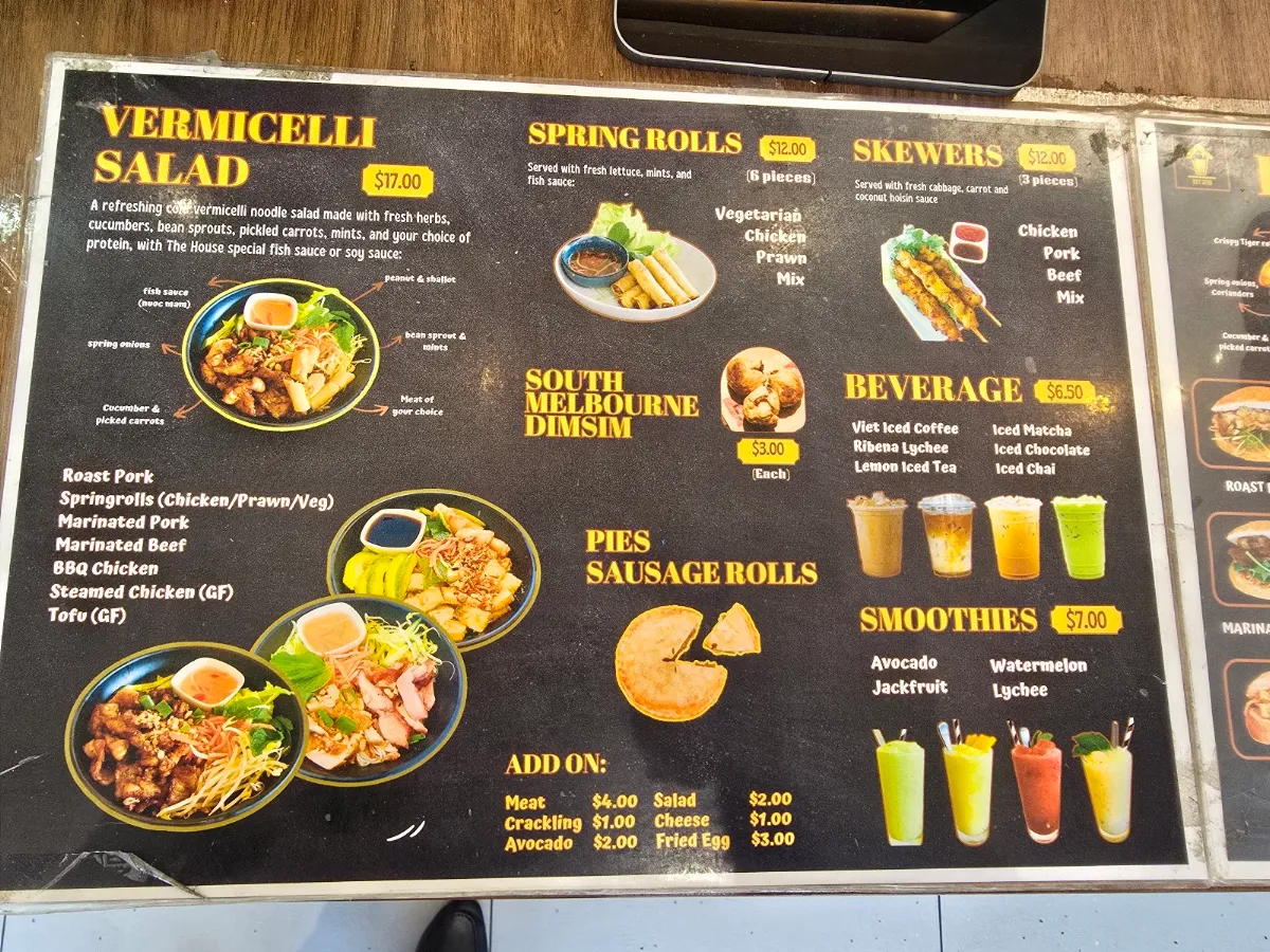Menu, The little banh mi house Langwarrin