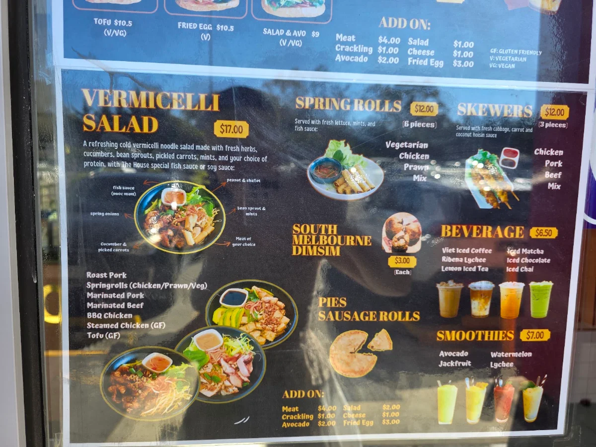 Menu, The little banh mi house Langwarrin