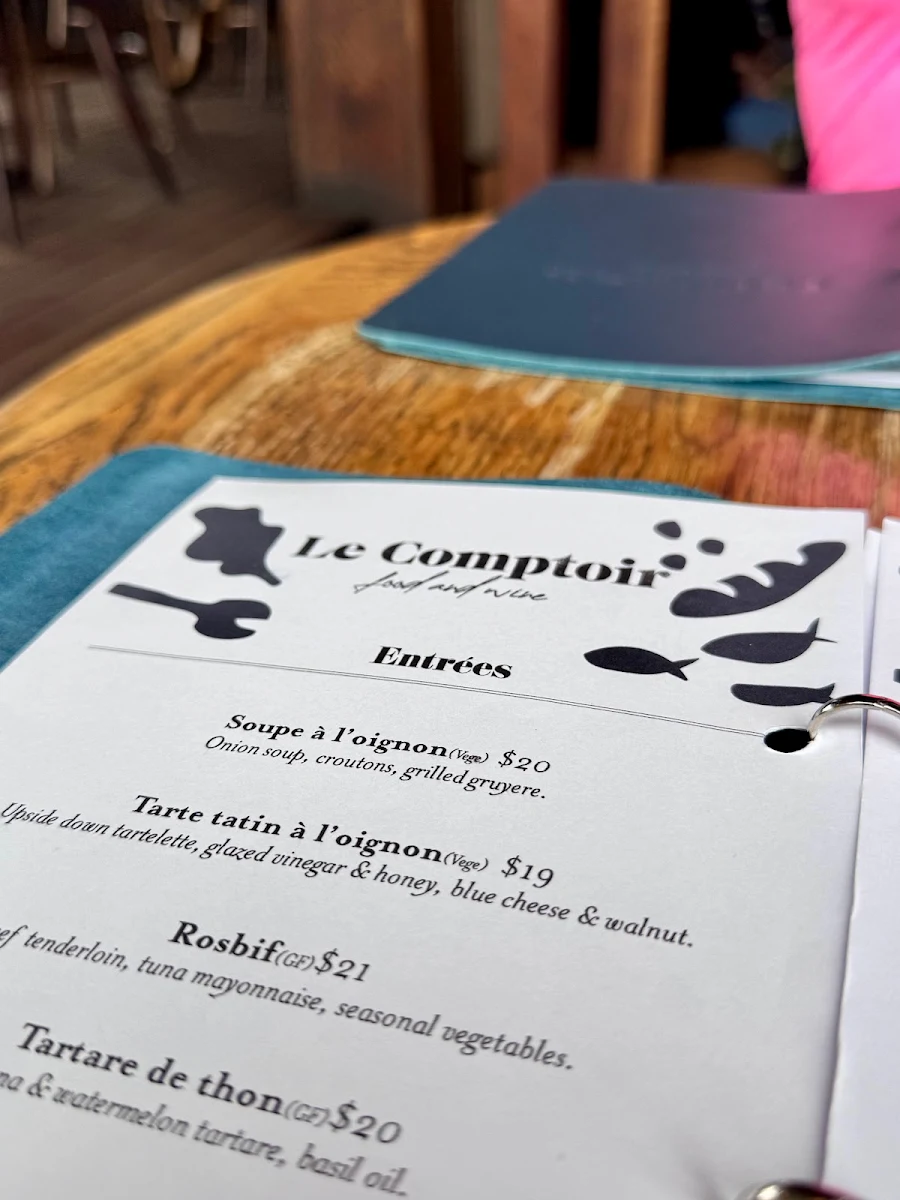 Menu, Le Comptoir