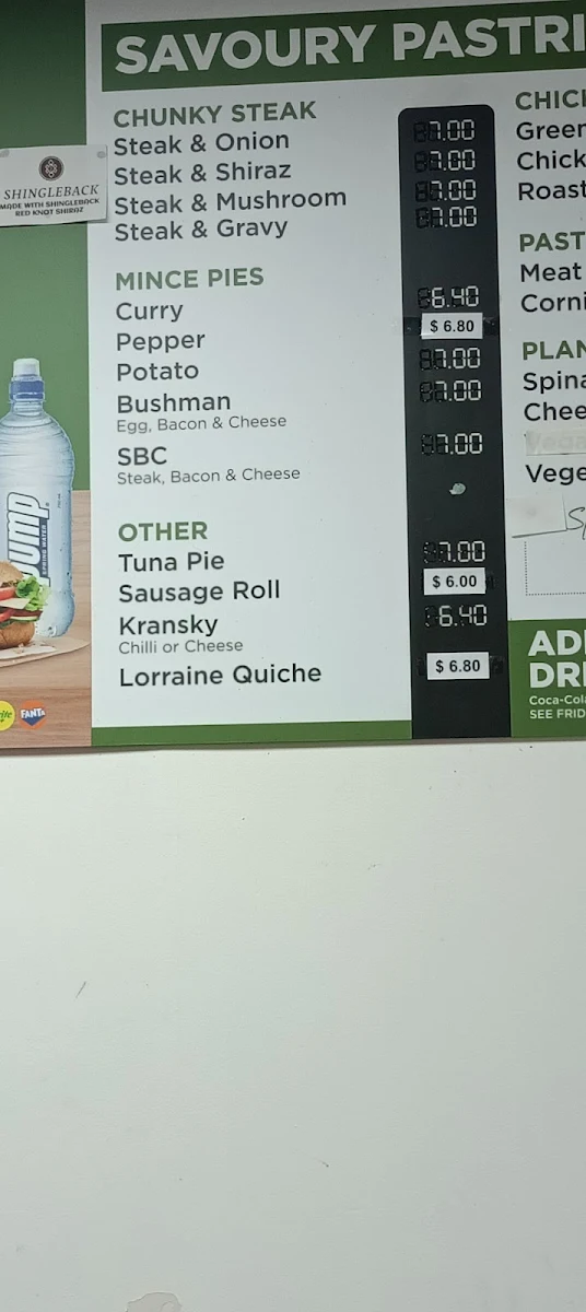 Menu, McLaren Vale Bakery Cafe