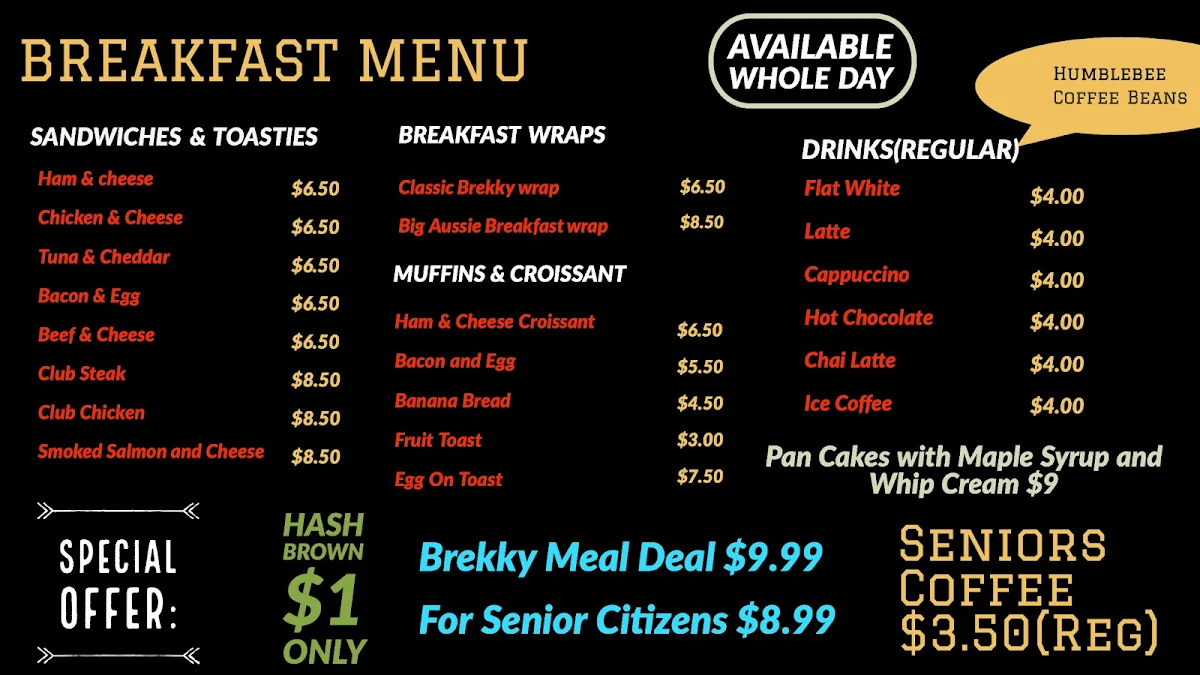 Menu, The Snazzy Cafe and Kebabs