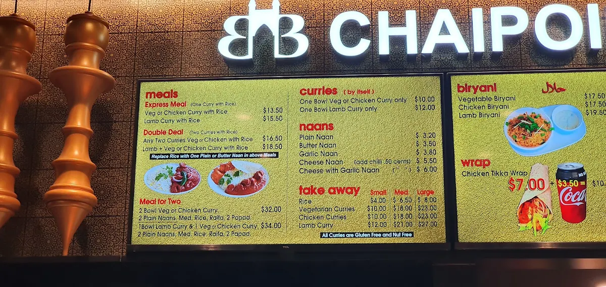 Menu, CHAIPOINT by Bombay Bar