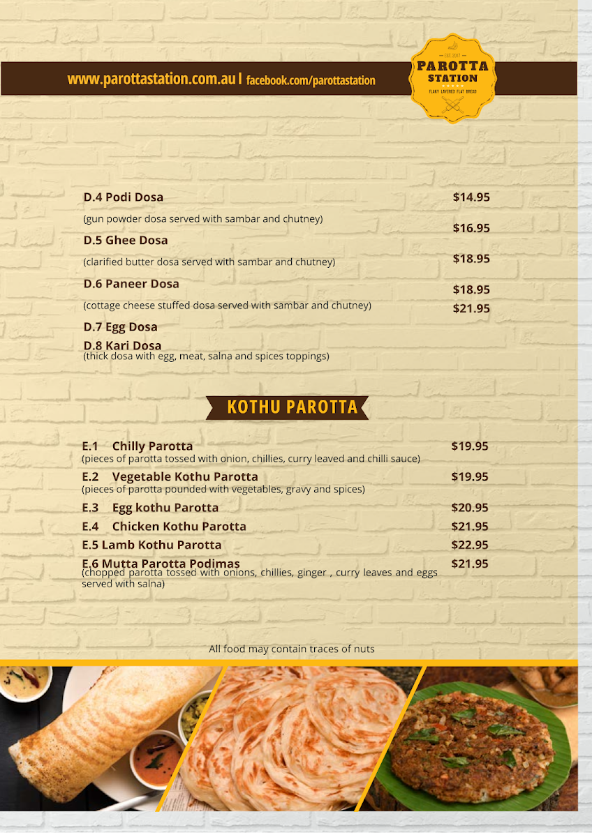 Menu, Parotta Station