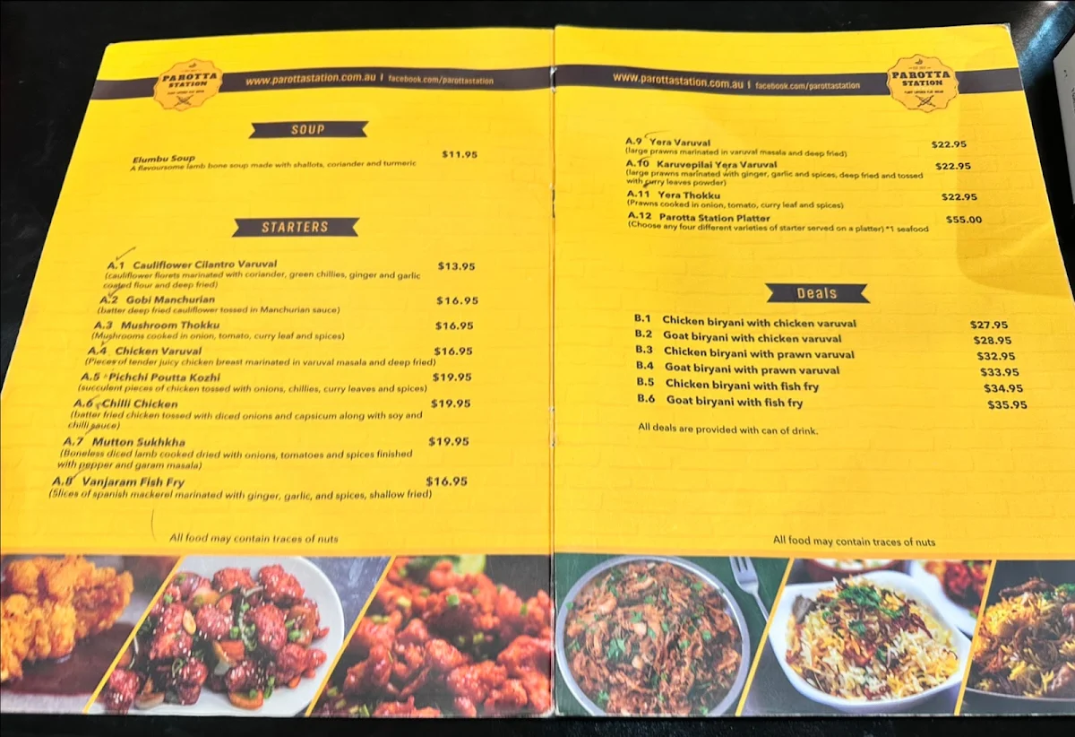 Menu, Parotta Station