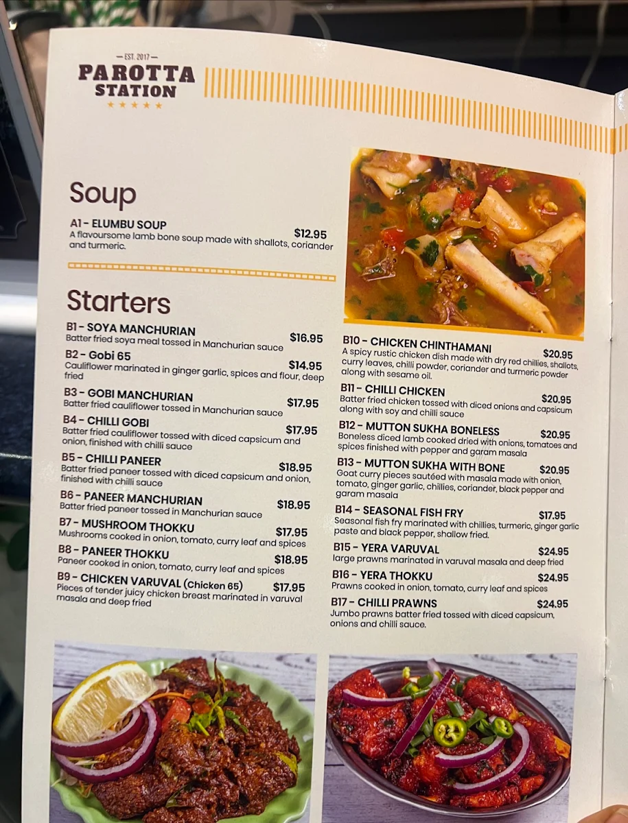 Menu, Parotta Station