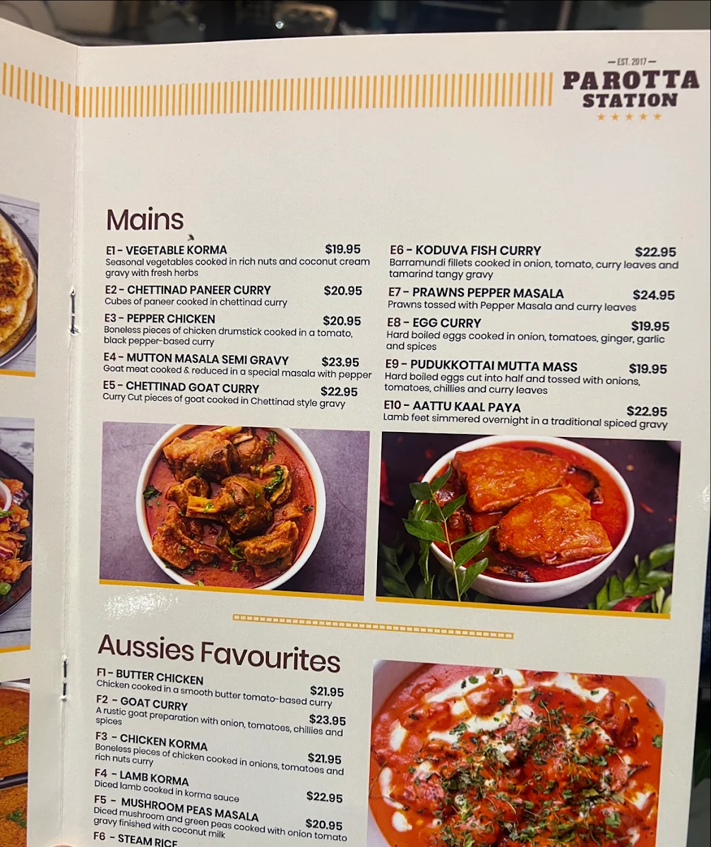 Menu, Parotta Station