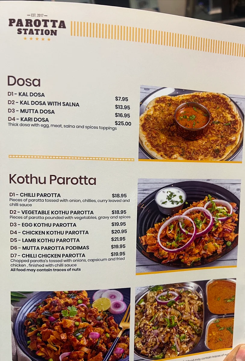 Menu, Parotta Station