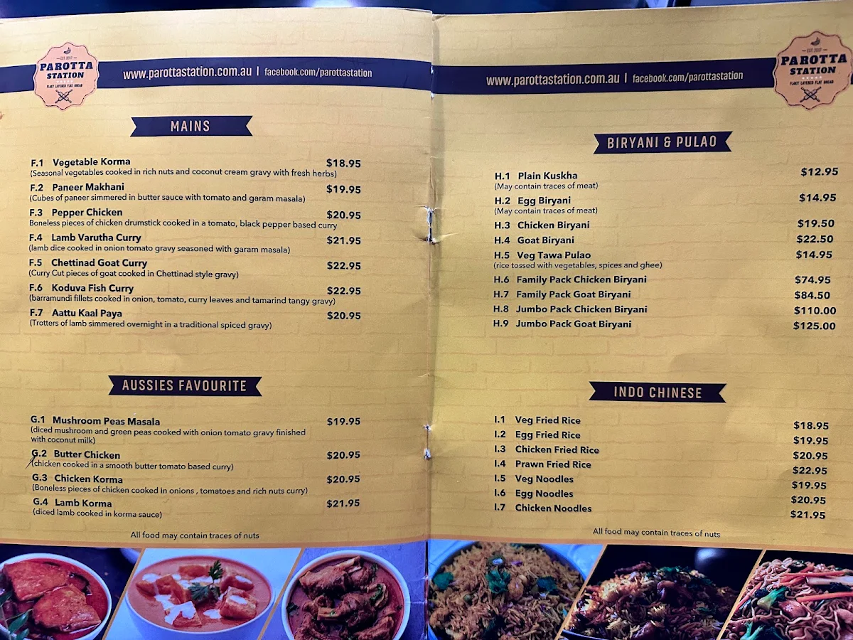 Menu, Parotta Station