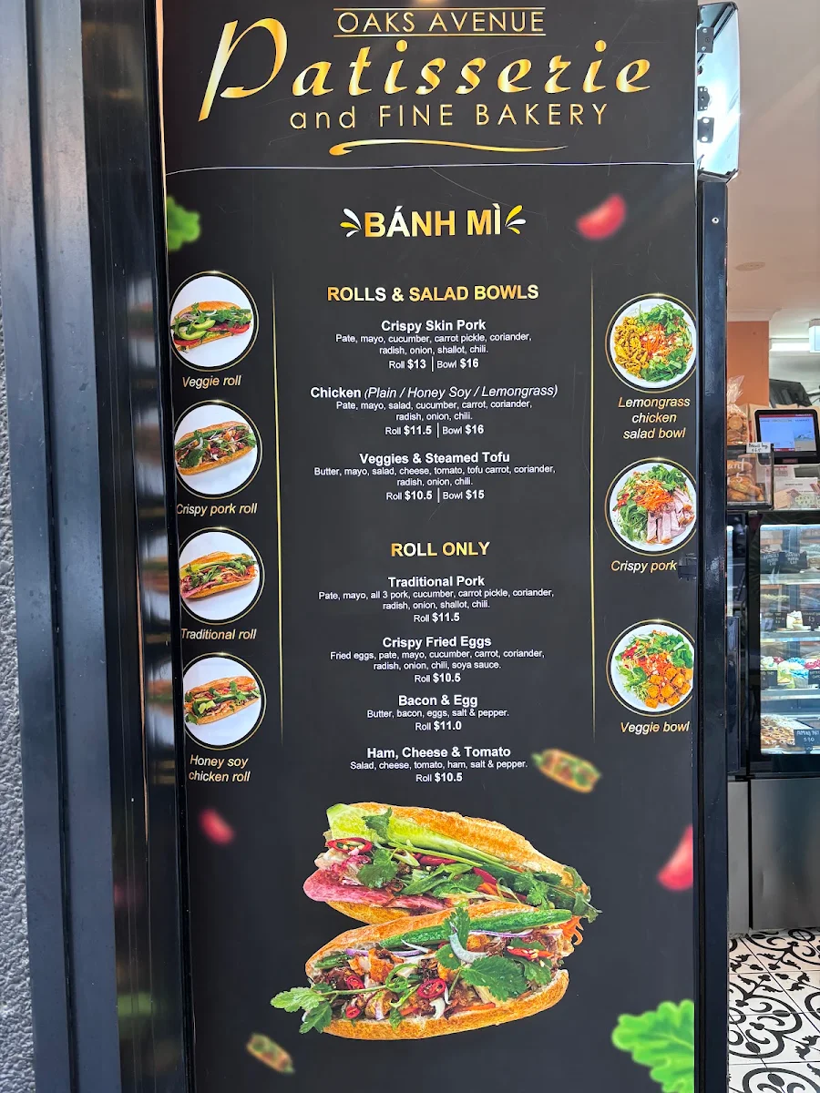 Menu, Oaks Avenue Patisserie & Fine Bakery