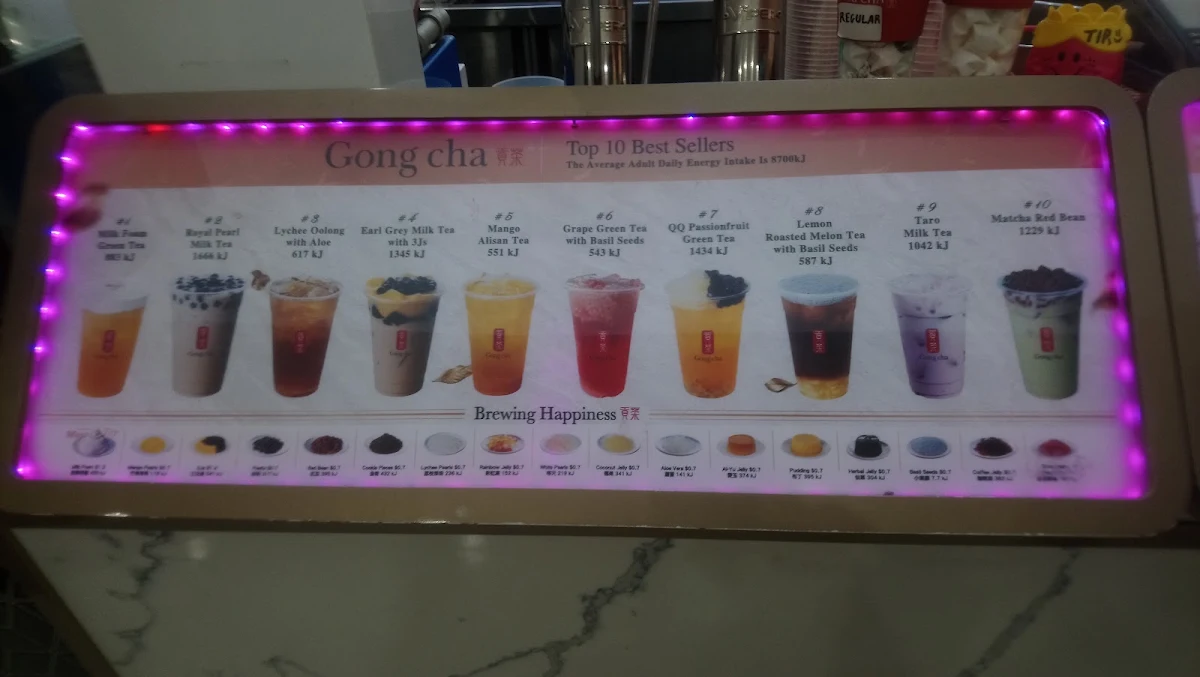 Menu, Gong Cha Westfield Carousel