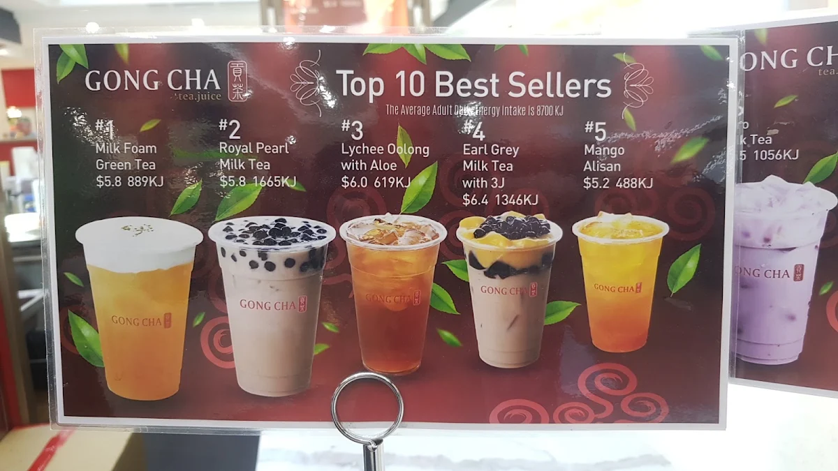 Menu, Gong Cha Westfield Carousel