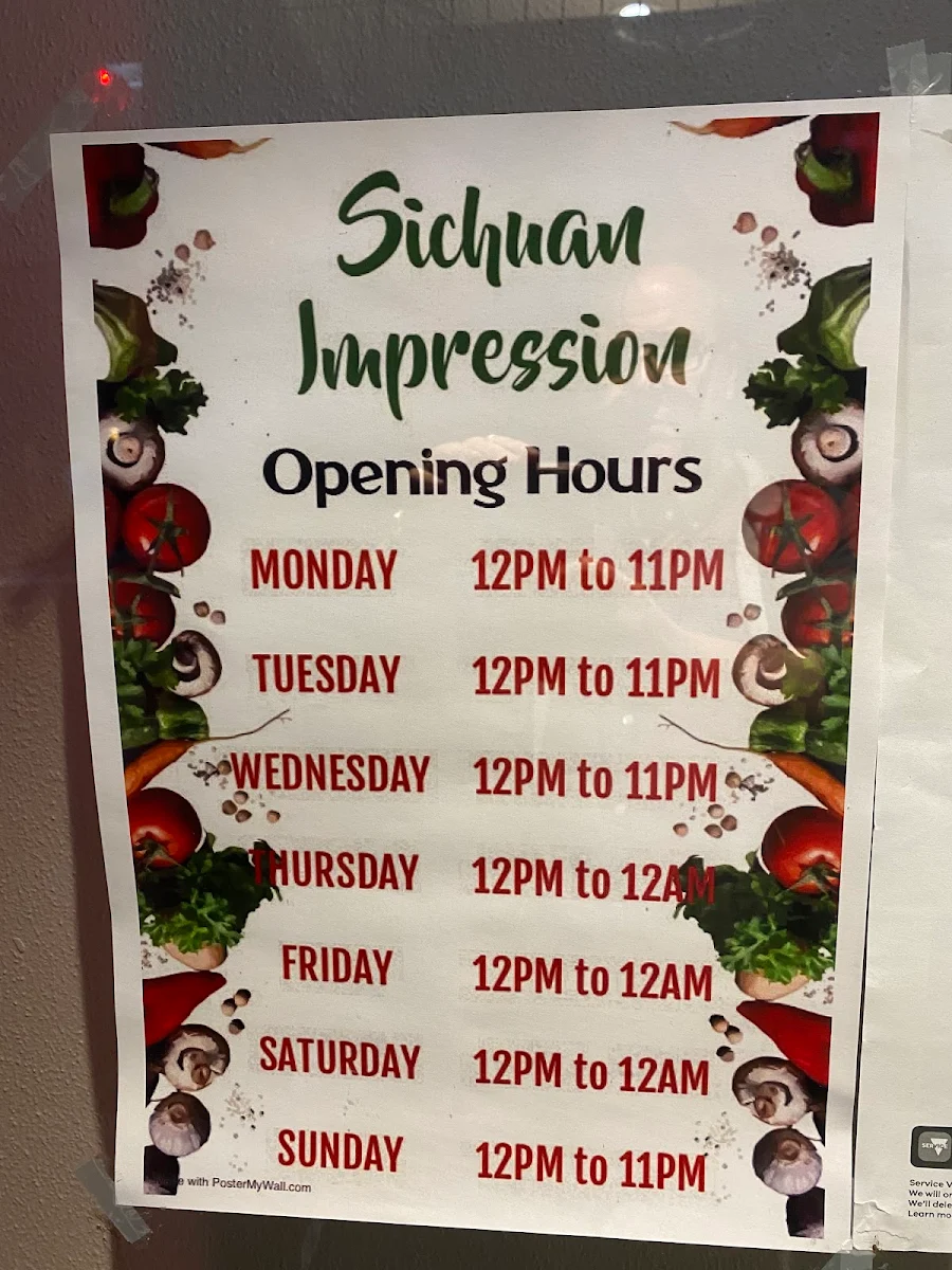 Menu, Sichuan Impression