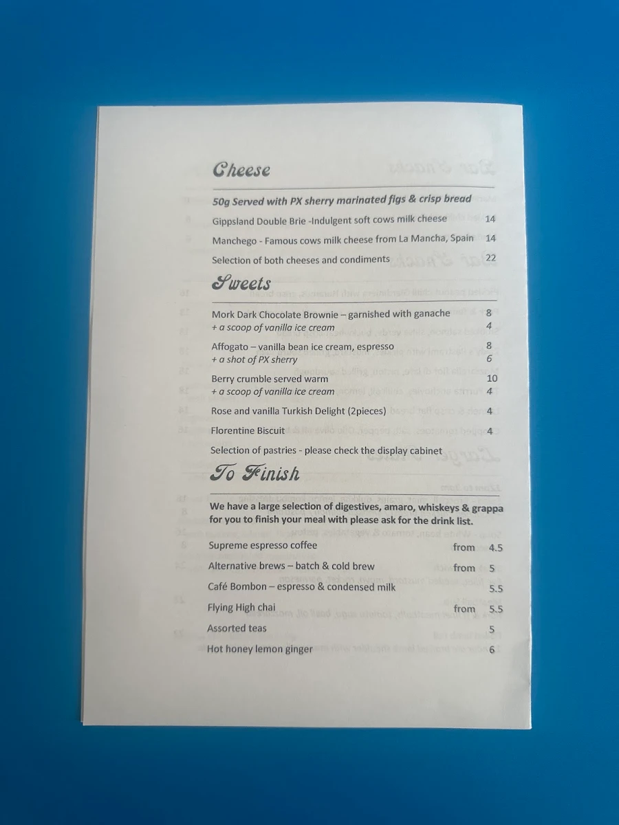 Menu, Queensmith