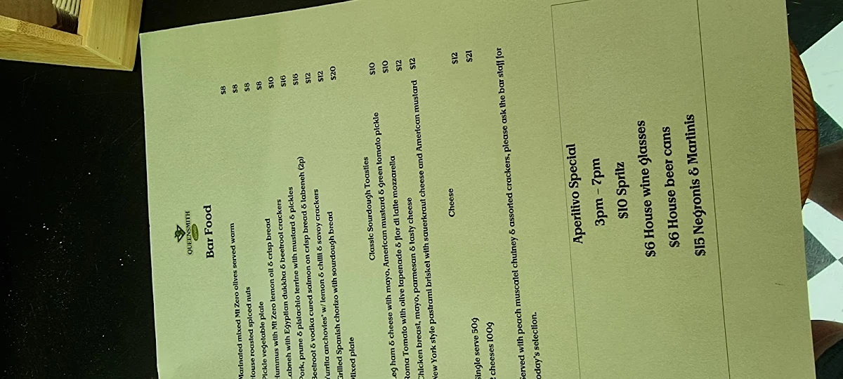 Menu, Queensmith