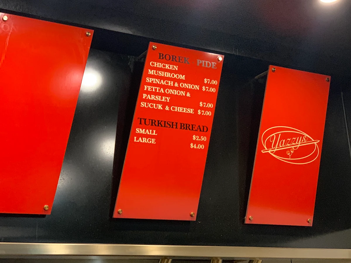Menu, Yazzys Turkish Kitchen