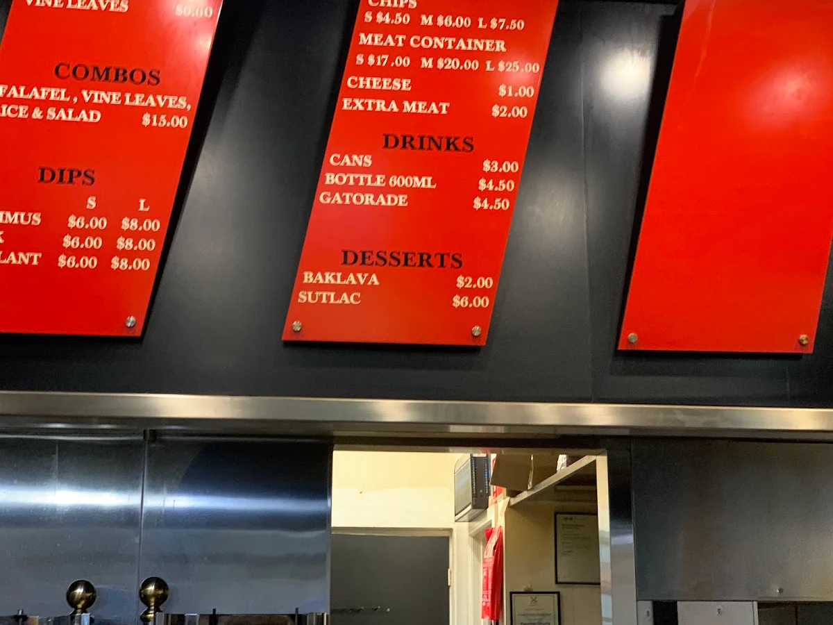 Menu, Yazzys Turkish Kitchen